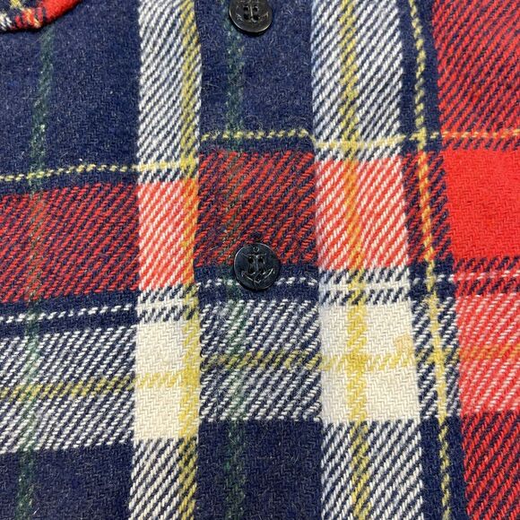 VINTAGE CPO OUTDOOR CAMP FLANNEL LUMBERJACK SHIRT JACKET Mens S Wool Linen Plaid - Picture 4 of 7